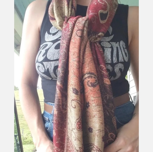 Scaf Wrap Accessory Boho Hippie Gypsy Paisley Print Tassels Super Soft! FALL - Picture 3 of 12